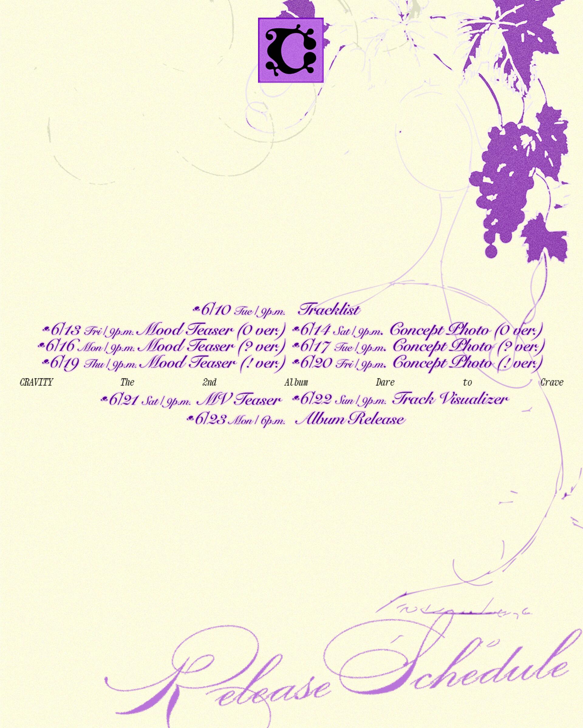 CRAVITY The 2nd Album 'Dare to Crave' Release Schedule